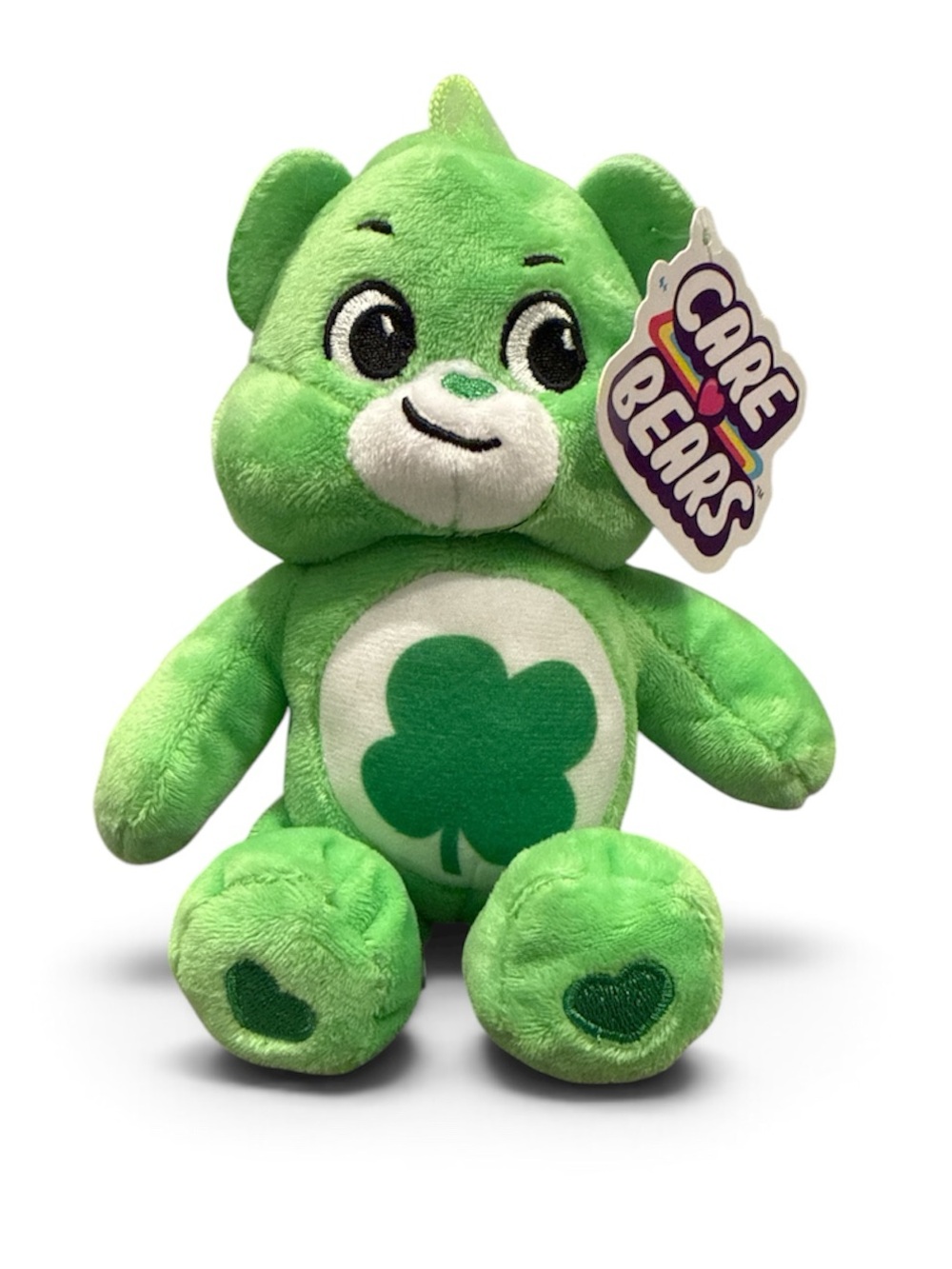 NEW Care Bears Good Luck Bear Bright Green Plush with Shamrock Belly Badge